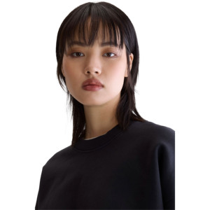 Sudadera recortada informal de manga larga para mujer, tela de lana de algodón, respetuosa con el medio ambiente, transpirable, antiarrugas, cuello redondo de secado rápido - Product Image 3