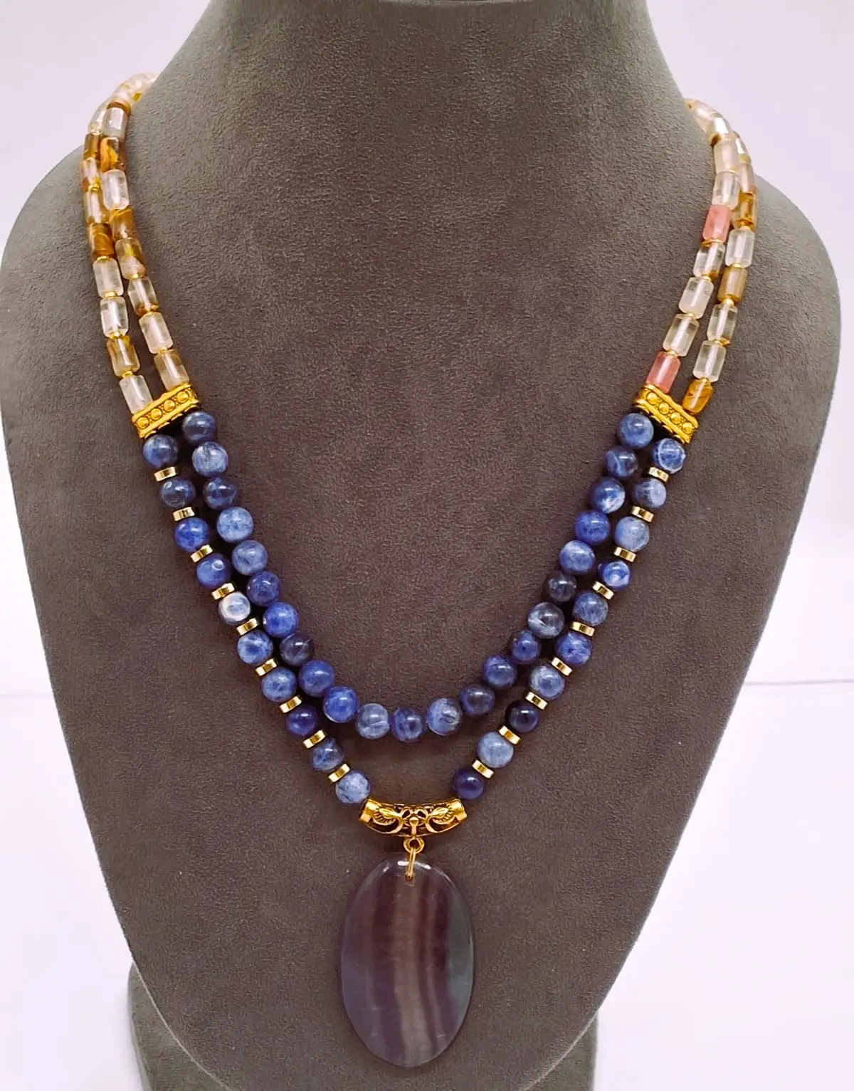 High Quality Jewelry Women Fluorite And Blue Lapis Beads Necklace For Women Use Available at Wholesale Price