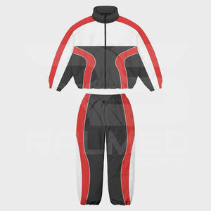 2025 survêtement coupe-vent couleurs personnalisées Logo personnalisé épaule tombante étanche 2 pièces veste à glissière et ensemble de pantalons - Product Image 6