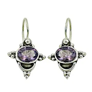 Boucles d'oreilles pendantes en argent 925 avec améthyste pour femmes, bijoux fantaisie, cadeau - Product Image 3