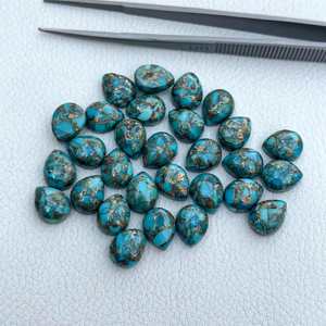 Cabochons de poire plate Turquoise en cuivre bleu naturel de haute qualité en vrac pour la fabrication de bijoux prix de gros boutique de bricolage en ligne - Product Image 3