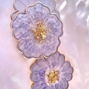 Posavasos Personalizados MFD de Madera, Resina y Mármol con Diseño Floral, Hechos a Mano - Product Image 3