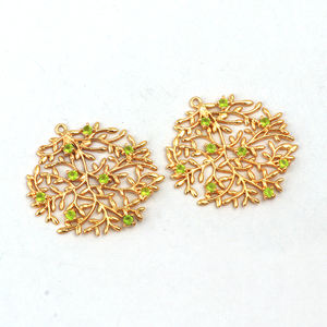 Abalorios de piedras preciosas de Prehnita hechos a mano chapados en oro, conjunto de componentes de una sola punta, pendientes de moda para fiestas, joyería al por mayor - Product Image 2