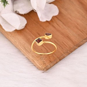Anillo Apilable de Plata de Ley 925 Más Vendido, con Piedra Preciosa de Granate de Mozambique, Chapado en Oro, Accesorios de Joyería al por Mayor, para Uso en el Dedo - Product Image 4