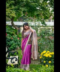 Saree avec chemisier Beige, vêtements de fête, de mariage, dentelle, bordure en soie, Saris, inde, vert, femmes adultes, inde et Pakistan, 500 - Product Image 3