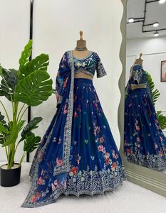 Nueva colección al por mayor de lujo Lehenga Choli con Faux Georgette Impresión digital Bordado Secuencia Trabajo Lehenga Choli - Product Image 4