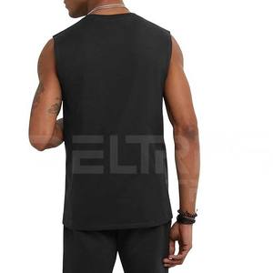 Camiseta sin mangas muscular para hombre de alta calidad al mejor precio, camisa de gimnasio de poliéster transpirable, cuello con capucha de Color sólido, decoración estampada para - Product Image 2