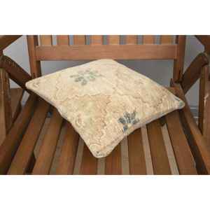 Diseño rústico 12x12 pulgadas Beige lana Kantha Patchwork almohada tejida Vintage bordado estampado Floral para piso de coche Navidad - Product Image 4