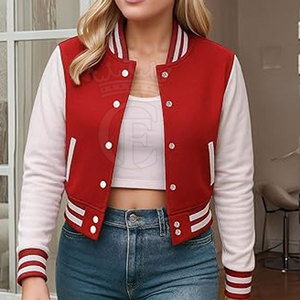 100% laine meilleure vente Crop Letterman veste pour femmes grande taille femmes Crop Letterman veste à vendre - Product Image 3
