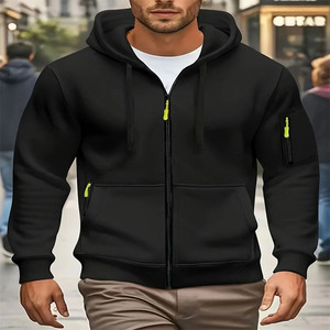 Ventes en gros de sweats à capuche en coton 100% avec fermeture éclair intégrale, logo personnalisé, haute qualité, 300 g/m², impression personnalisée en couleur, sweat à capuche zippé en tissu éponge lavé - Product Image 3