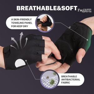 TWILLSPORTS-Guantes de Nailon Acolchados para Hombre, Correa de Muñeca, Soporte para Entrenamiento, Medio Dedo, Gimnasio, Fitness, Acolchado, para Entrenamiento - Product Image 6