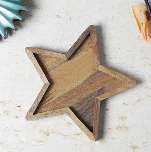 Plateau en bois, artisanat très demandé, plateau de service en forme d'étoile de qualité supérieure, plateau de service pour desserts et cupcakes - Product Image 1