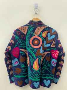 Handmade Velvet Embroidered Suzani Jacket Velvet Boho Coat Colorful Artisan Velvet Jacket <b>Unique</b> Folk Art Outerwear <b>Gift</b> <b>For</b> <b>Her</b> - Product Image 4