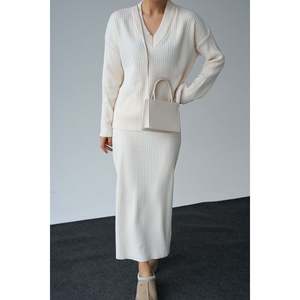 V-Neck <b>Sweater</b> and Skirt <b>Set</b> - Product Image 2