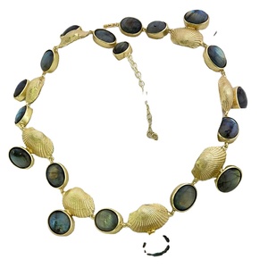 Vente en gros de pierres précieuses labradorite plaquées or 100% Shell Design de collier pendentif collier pour taille personnalisée Offre Spéciale produit - Product Image 4