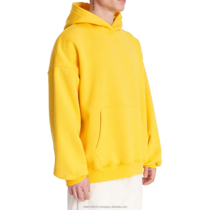 High Quality Cotton Terry Oversize Hoodie Streetwear Sweet Pocket <b>Thick</b> <b>Fleece</b> Drop Shoulder Plain Blank Men's Hoodies - Product Image 3