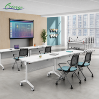 Escritorio de Oficina Plegable con Tablero Abatible y Estructura de Almacenamiento Encajable para Proyectos de Oficina Comercial y Salas de Capacitación