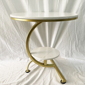Modern Luxury Two-Tiered Side <b>Table</b> White <b>Marble</b> Top and Bronze Frame Durable Living Room Furniture <b>Set</b>-TT68124 - Product Image 5