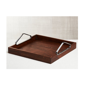 Wood Platter or Tray With High Quality Metal Handle Serving Tray on Wooden Base/<b>Vanity</b> Wood Tray - Product Image 6