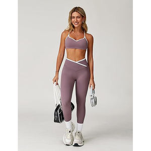 Ensembles de fitness, soutien-gorge de yoga sans couture, leggings taille haute, respirant, extensible, léger, vêtements d'entraînement pour femmes - Product Image 5