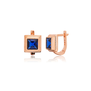 Venta al por mayor 925 plata esterlina rubí CZ diseño cuadrado pendientes joyería - Product Image 6