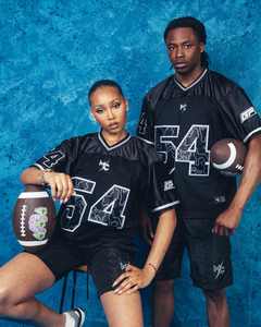 Mesh Jersey with nylon <b>shorts</b> for Adults Elegant V-Neck <b>Short</b> <b>Sleeve</b> Loose Oversized Design for American Football Wear - Product Image 1