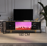Table basse avec foyer électronique en panneau de bois DOSIN DS2435, connexion Bluetooth, finition dorée moderne et luxueuse, meubles de salon