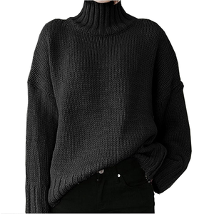 Top tendance nouvelle mode hommes chaud à manches longues pull à col roulé tricoté coton respirant pull automne chandails - Product Image 4