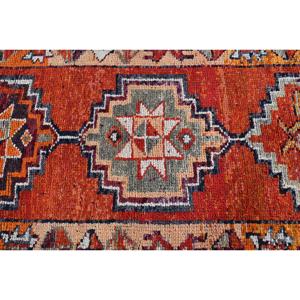 Alfombra Vintage Herki Runner de 2.6x9.8 pies (79x300 cm), Alfombra Turca de Lana con Borde Rojo - Product Image 5
