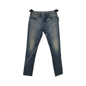Personnalisable grande taille hommes taille haute 100% coton Denim pantalon respirant bouton fermeture éclair lâche droite foncé clair hiver - Product Image 1