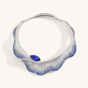 Luxury Women’s Choker Necklace White Gold Finish with Sapphire Crystal Stones - Product Image 1