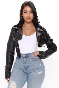 Women's Faux <b>Leather</b> <b>Long</b> Sleeve Zipper Up Moto Cropped <b>Leather</b> <b>Jacket</b> Women's Moto <b>Jacket</b> Biker PU <b>Leather</b> <b>Jacket</b> - Product Image 4