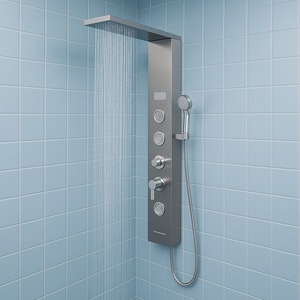 Lustro-1 pannello doccia cromato colonna 4-funzione Set da bagno con Display temperatura e luce - Product Image 1