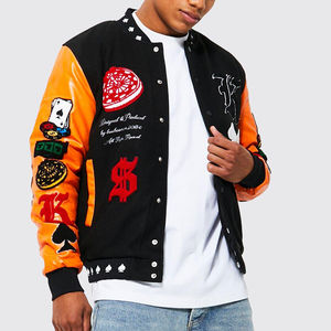 Vente en gros OEM Veste brodée en blanc pour hommes grande taille personnalisée Letterman Veste en cuir Manteau de baseball Bomber Vestes universitaires pour hommes - Product Image 1