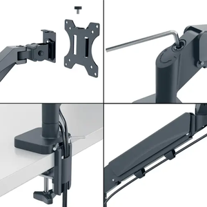Ergo Braccio Doppio per Monitor Salvaspazio con Supporto per Laptop – Grigio Scuro - Product Image 4
