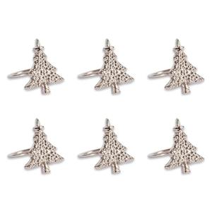 Elegant <b>Christmas</b> <b>Tree</b> Design Silver Metal Napkin Rings For Holiday <b>Table</b> Decor Parties Festive Dining and Home Celebration - Product Image 2