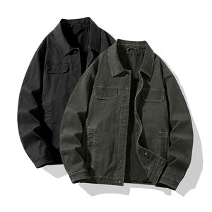 Chaqueta vaquera 2024, ropa de calle, estilo juvenil, diseño de moda, rompevientos de primavera negro desgastado, Chaquetas vaqueras de un solo pecho - Product Image 1