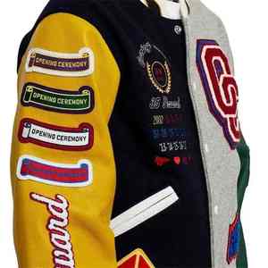 Chaqueta Varsity personalizada 2024 chaqueta de béisbol de lana personalizada para hombre al por mayor chaqueta Varsity Letterman de dos tonos con mangas de cuero - Product Image 6