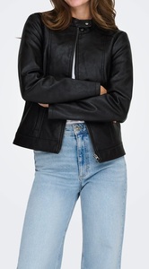 Blouson en cuir pour femme, style motard, décontracté, course moto, café racer, en cuir véritable, coupe parfaite, veste en cuir tendance pour femme, OEM - Product Image 2