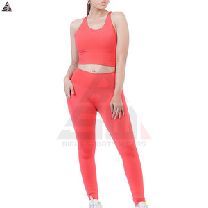 Ensemble de yoga 2 pièces pour femmes, taille plus, sans couture, respirant, séchage rapide, léger, en spandex/polyester, col rond, taille élastique - Product Image 5