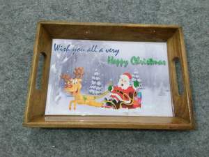 Wholesale Modern Contemporary Horizontal Checkered Wood Breakfast <b>Tea</b> Serving <b>Trays</b> for Weddings and Diwali Festivities - Product Image 3