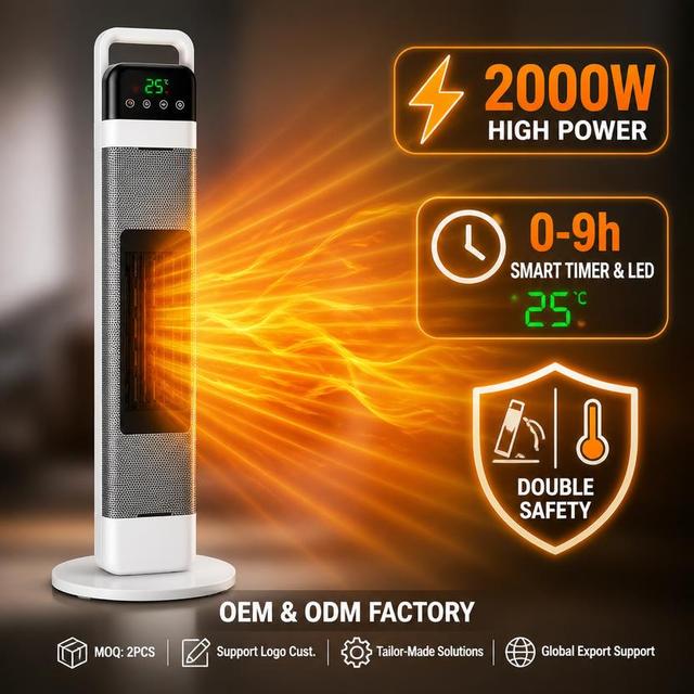 Factory Direct 2000W PTC Ceramic Electric Space Heater Smart Touch LED Display Tower Space Heaters for Indoor Use