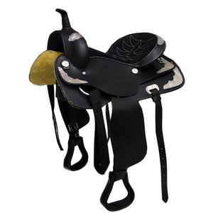 Juego de sillín occidental hecho a mano con cuero genuino, brida para montar a caballo, diseño de cuello de pecho para carreras de barriles - Product Image 1
