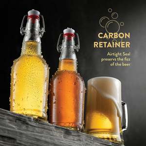 Confezione da 6 Bottiglie in Vetro da 16 oz con Tappi a Chiusura Ermetica Personalizzabili con Logo e Coperchio in Legno - Product Image 3