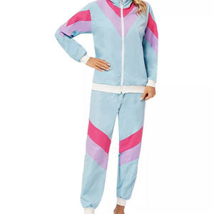 Wholesale <b>Women's</b> Color Block Pink Tracksuit Set <b>Zip</b>-<b>Up</b> Jacket and Jogger Pants Trendy Casual Sportswear OEM Custom Activewear - Product Image 2