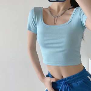 Designer Tee Shirts <b>For</b> Women Summer Clothes <b>for</b> Women 2025 Fitness <b>Crop</b> <b>Top</b> Ladies Stock, Bulk Clothes - Product Image 3