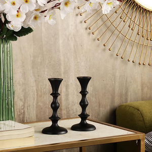 Haute qualité 6 pièces Vintage noir enduit d'aluminium métal bougeoirs créatifs décoration de la maison couvercle noir verre pilier - Product Image 6