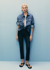 Vente en gros de vestes en jean respirantes pour femmes personnalisées avec finition délavée vintage col rabattu imprimé logo tissé - Product Image 5