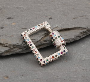 Dijes de Forma Rectangular con Cierre de Mosquetón, Chapados en Oro, Plata de Ley 925, Multicolores, con Circonitas Cúbicas, Libres de Níquel, para Collares de Moda - Product Image 6