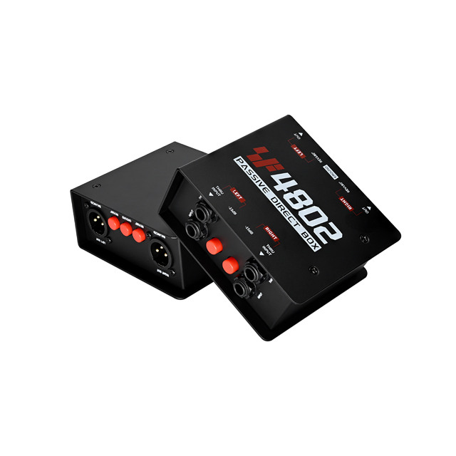 2-in-2-out Passive Direct Box Unbalanced to Balanced Audio Converter Stage Signal Adapter Metal Material